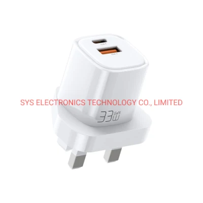 Pd 33 W Adaptador de energia Reino Unido UE EUA Carregador super rápido Carregador de parede para iPhone Huawei Xiaomi